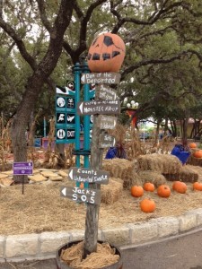 Signposts at SeaWorld's Howl-O-Scream point the way ! 