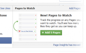 Pages to Watch Function selection box on Facebook. 