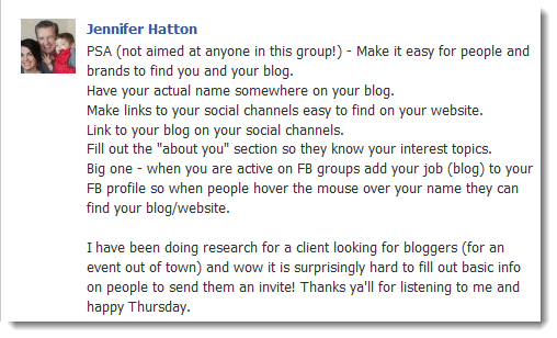 Jen Hatton on Mom Bloggers Group