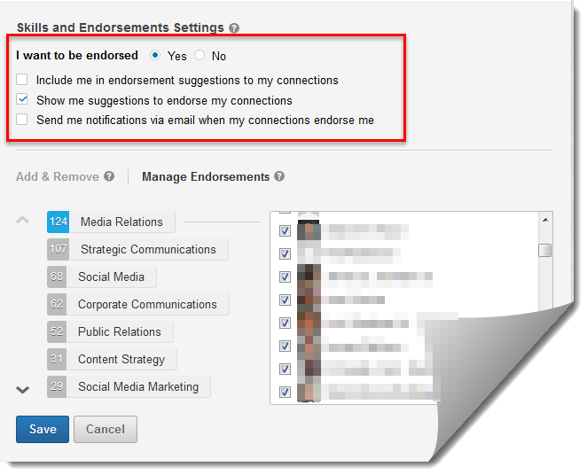 Screen capture of new settings on LinkedIn