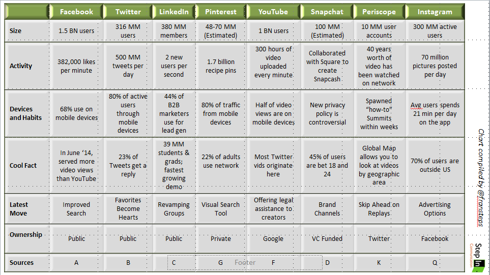 Comparing the Top 8 Social Media Networks Chart 